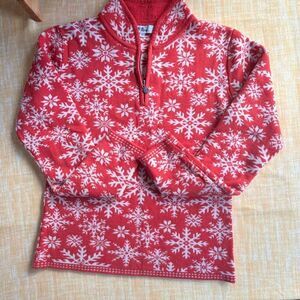 Never Quarter Zip Wool Ski Sweater Orange Snowflakes Small Woman’s
